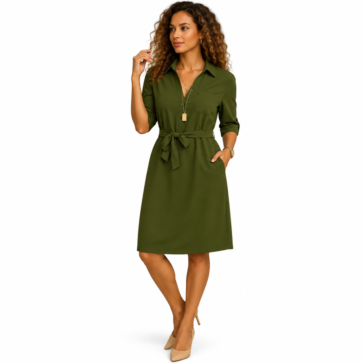 Women's Understated Midi Dress – Day-to-Evening Cut