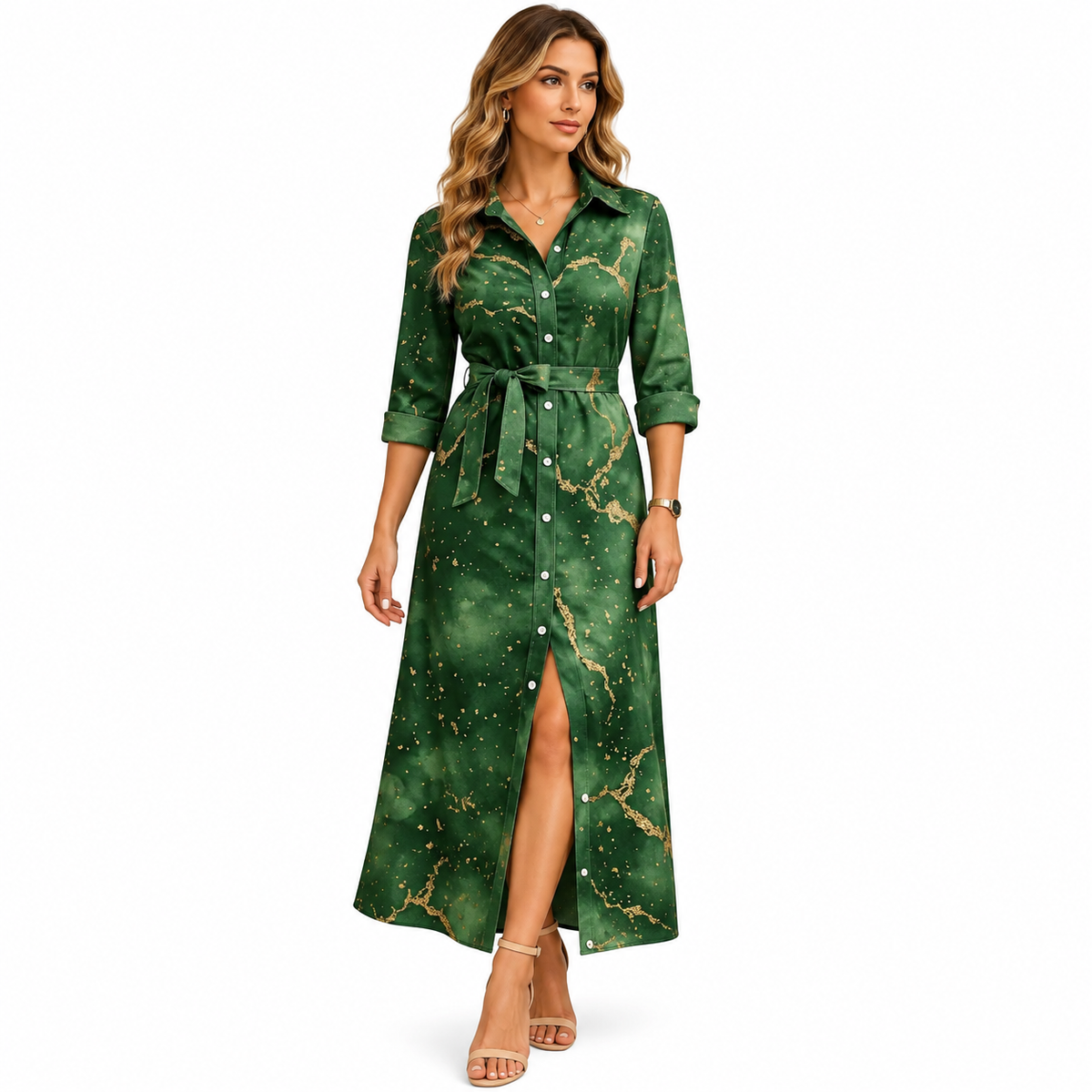 Women's Short-Sleeve Long Dress – Relaxed Summer Silhouette