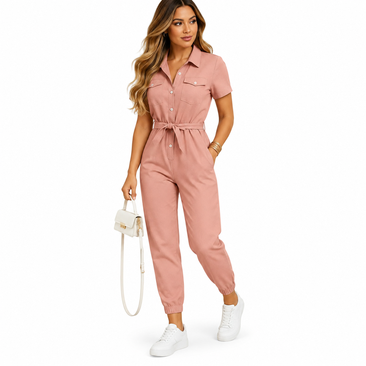 Women's Button-Fastened Jumpsuit – Structured Everyday Cut