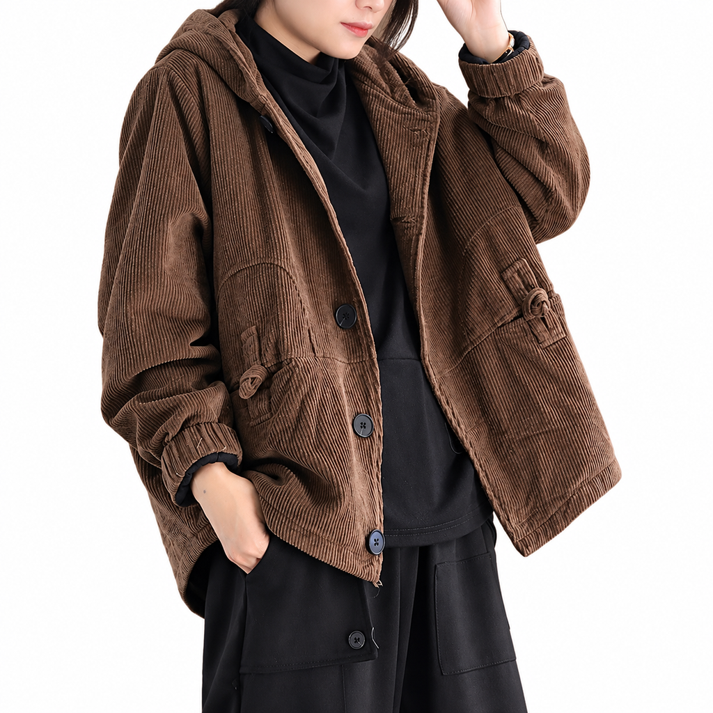 Women's Cropped Casual Jacket – Straight Cut and Long Sleeves