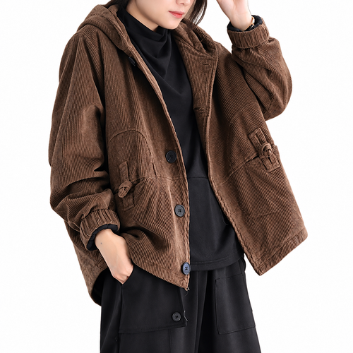 Women's Cropped Casual Jacket – Straight Cut and Long Sleeves