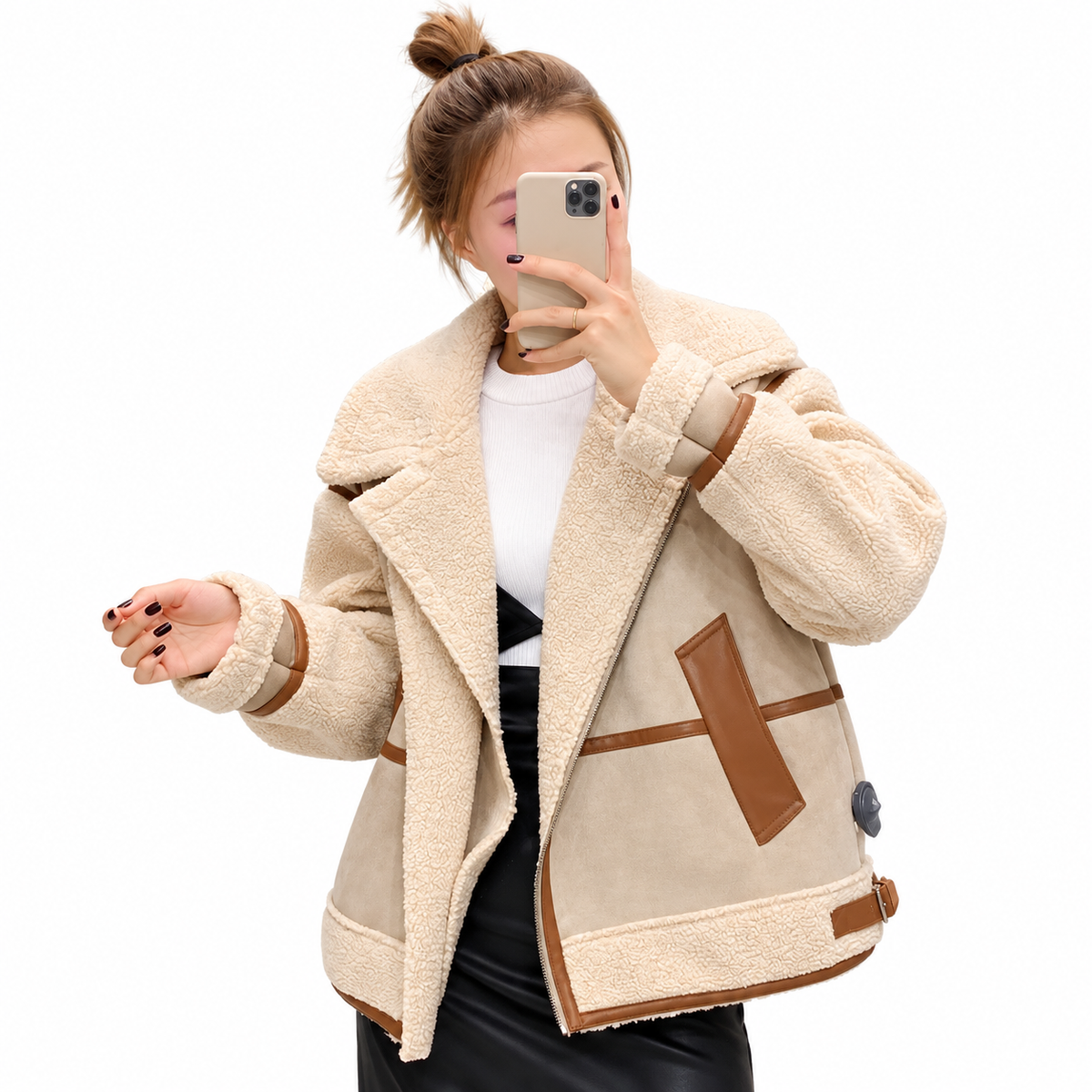 Women's Corduroy Button Jacket – Loose Fit with Lapel Collar
