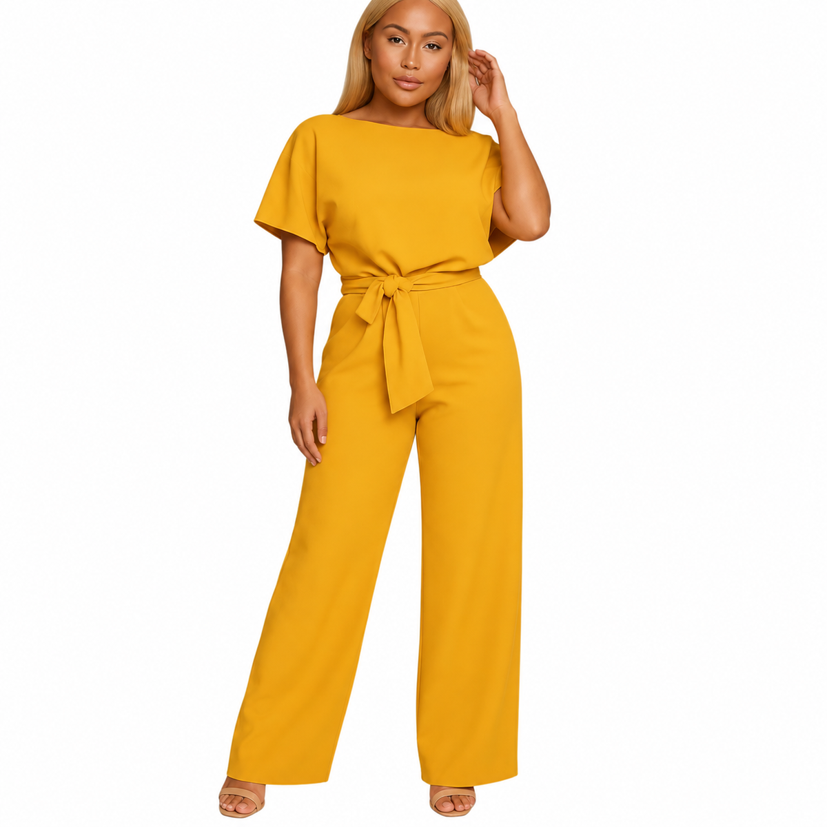 Women's Lace-Up High-Waist Jumpsuit – Shaped Flowing Cut