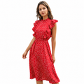 Women's Polka-Dot Chiffon Maxi Dress – Relaxed A-Line Shape