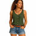 Women's Pocket-Detail V-Neck Blouse – Loose Sleeveless Cut